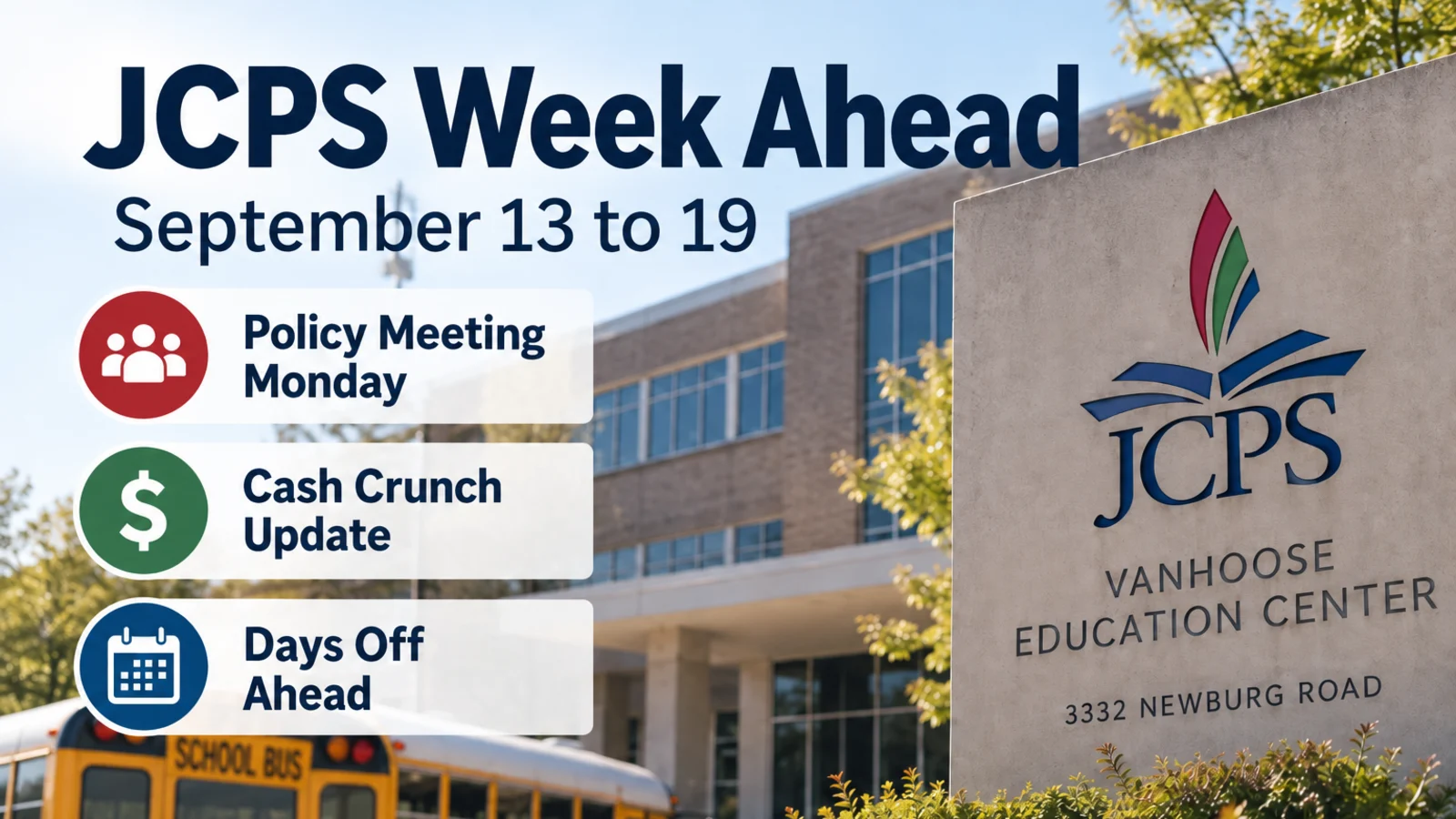 JCPS Week Ahead for September 13 to 19: Policy Meeting, Cash Crunch and Days Off Ahead